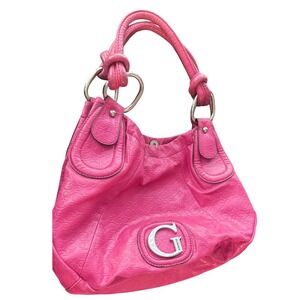 Guess Y2K Pink Monogram Shoulder Bag Hobo BiG G Logo 12x10x6" Slouchy Preloved